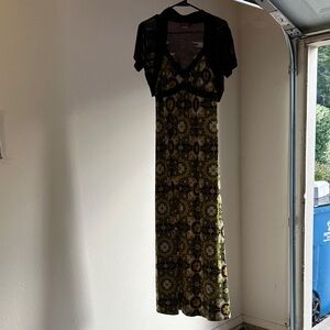 Apt. 9 Black and Green Floral Maxi Dress